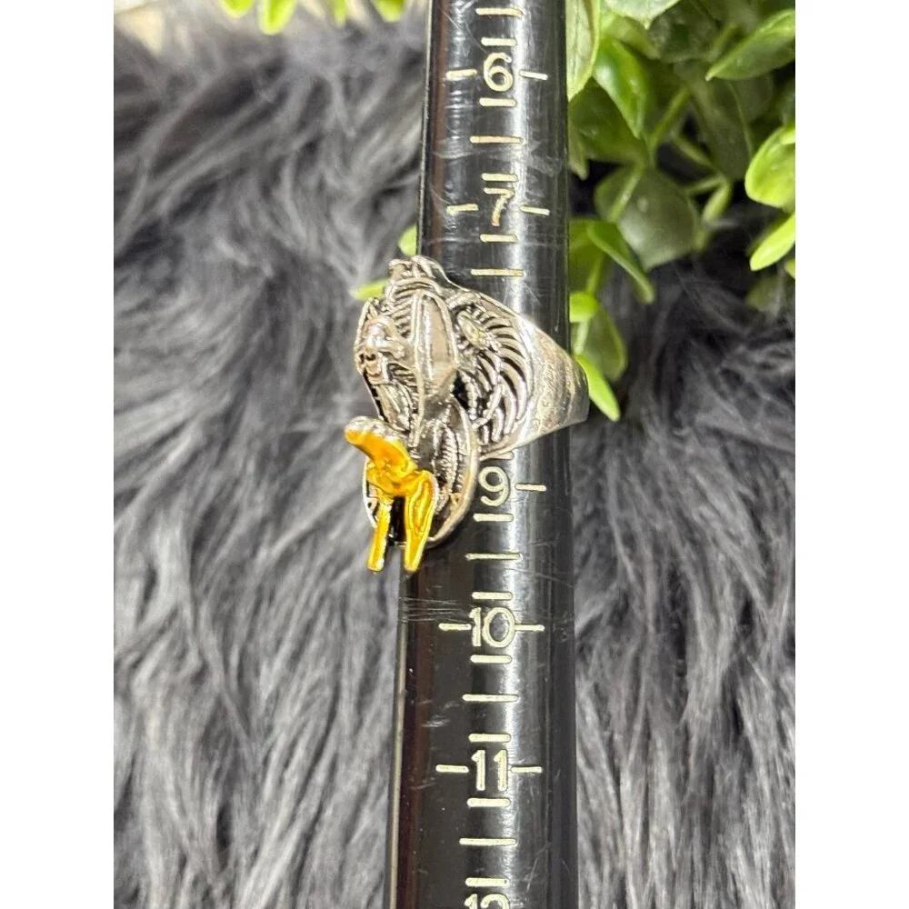 Yellow Accent‎ Dragon Silver Ring